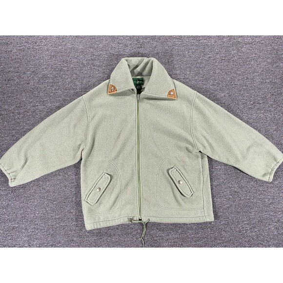 VINTAGE Hunt Club Sweater Womens Large Green Full Zip Fleece Outdoor Jacket - Picture 1 of 10